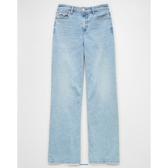 American Eagle Dreamy Drape Wide Leg Jeans Womens 12 Blue Super High Rise - Picture 3 of 13